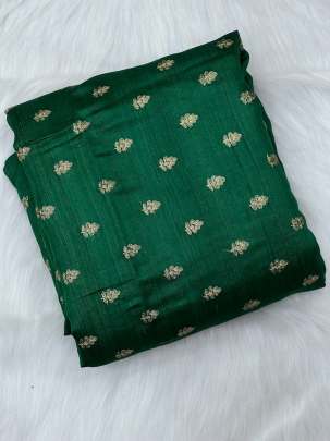 Tassar silk golden embroidery butti fabric - Green/ Pure Banarasi fabrics