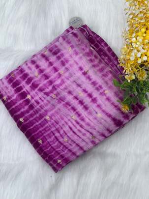 Tie dye with golden zari butti - Magenta/