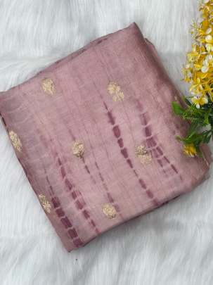 Tie dye with golden zari butti - Peach/ Pure Banarasi fabrics