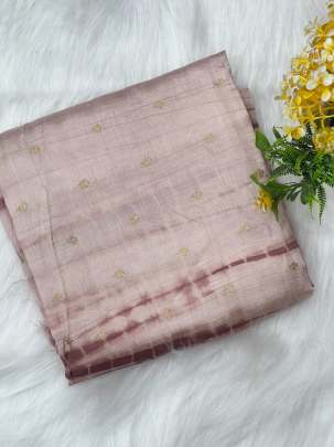 Tie dye with golden zari butti - Peach/ Pure Banarasi fabrics