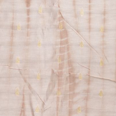 Tie dye with golden zari butti - Peach/ Pure Banarasi fabrics