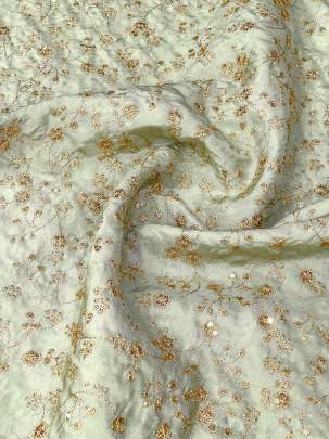 Upada Silk Floral Work Fabric Pista Green/