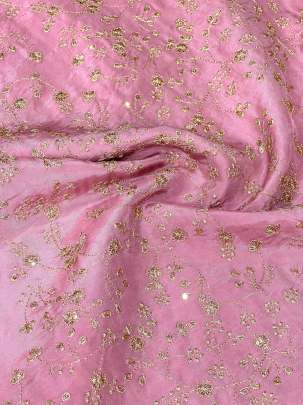 Upada Silk Floral Work Fabric Pink/