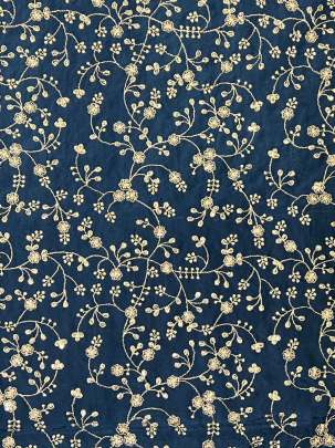 Upada Silk Floral Work Fabric Dark Rama Green/ 