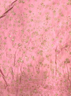 Upada Silk Floral Work Fabric Peach/ 