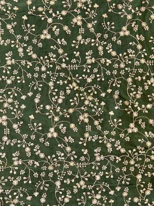 Upada Silk Floral Work Fabric Mehndi Green/ 