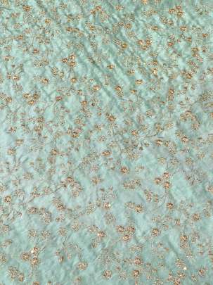 Upada Silk Floral Work Fabric Pista Green/ 