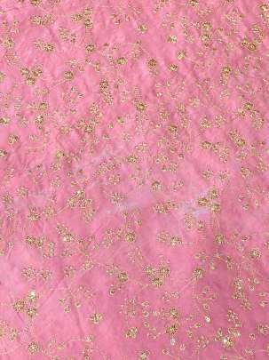 Upada Silk Floral Work Fabric Pink/ 