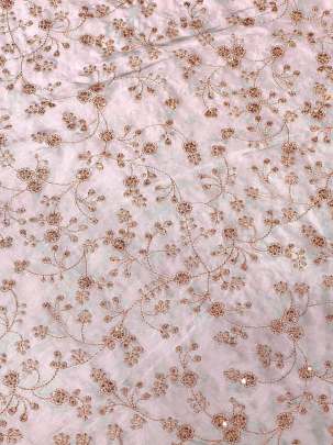 Upada Silk Floral Work Fabric Light Peach/ 